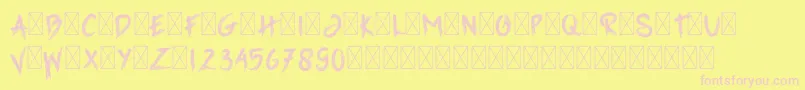 GrimReaper-fontti – vaaleanpunaiset fontit keltaisella taustalla