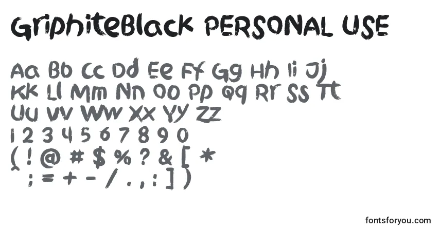 GriphiteBlack PERSONAL USE-fontti – aakkoset, numerot, erikoismerkit