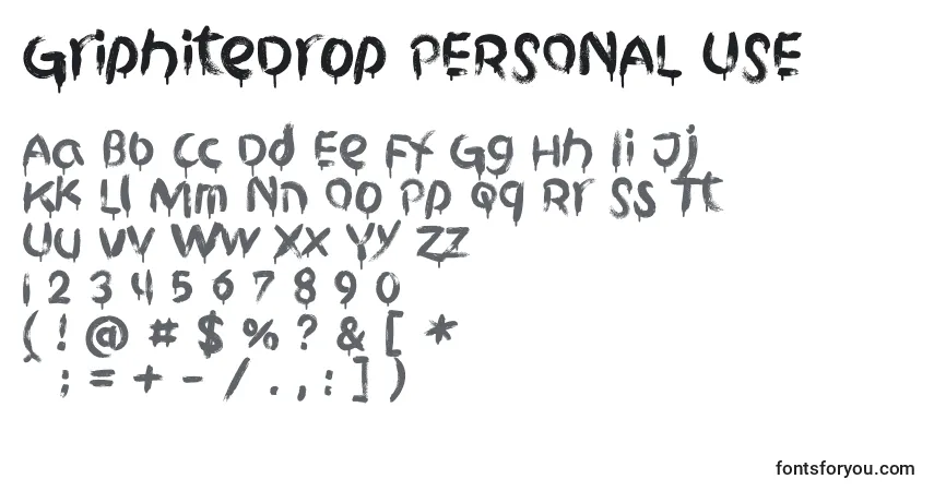 A fonte GriphiteDrop PERSONAL USE – alfabeto, números, caracteres especiais