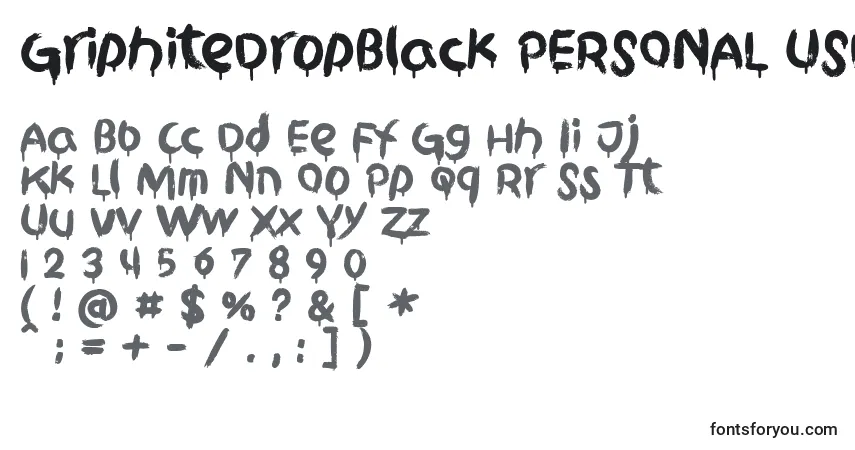 Czcionka GriphiteDropBlack PERSONAL USE – alfabet, cyfry, specjalne znaki