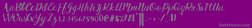 Fonte Griselda Regular – fontes cinzas em um fundo violeta
