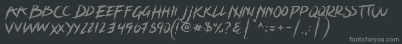 Więcej informacji o czcionce Grizzly Attack PERSONAL USE Czcionka Grizzly Attack PERSONAL USE – szare czcionki na czarnym tle