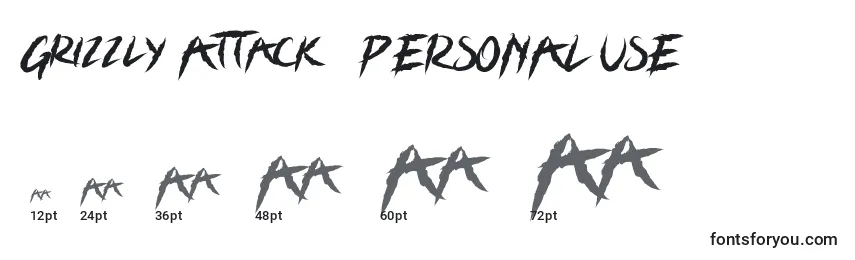 Grizzly Attack   PERSONAL USE Font Sizes