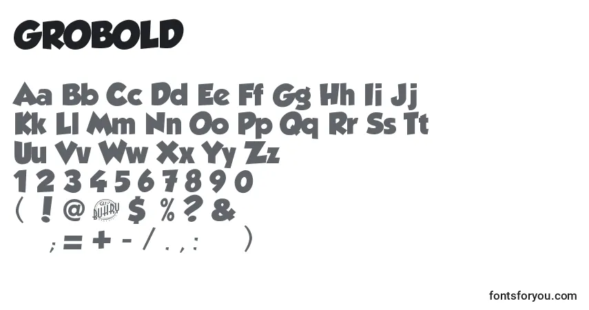 Schriftart GROBOLD (128587) – Alphabet, Zahlen, spezielle Symbole