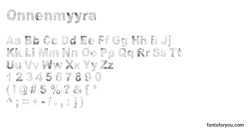 A fonte Onnenmyyra – alfabeto, números, caracteres especiais