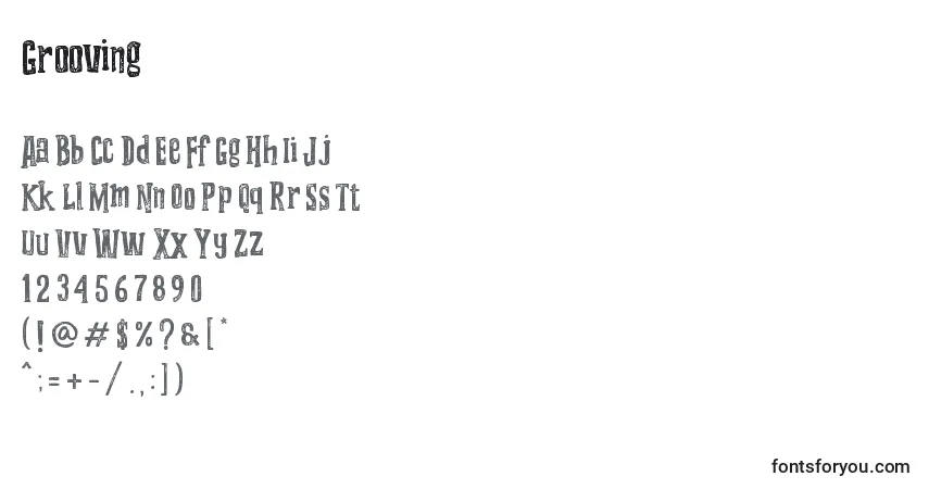 Шрифт Grooving (128590) – алфавит, цифры, специальные символы