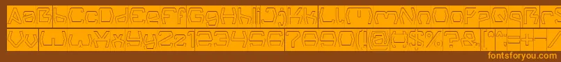 フォントGroovy Kind Of Life Hollow Inverse – オレンジ色の文字が茶色の背景にあります。