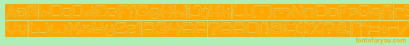 フォントGroovy Kind Of Life Hollow Inverse – オレンジの文字が緑の背景にあります。