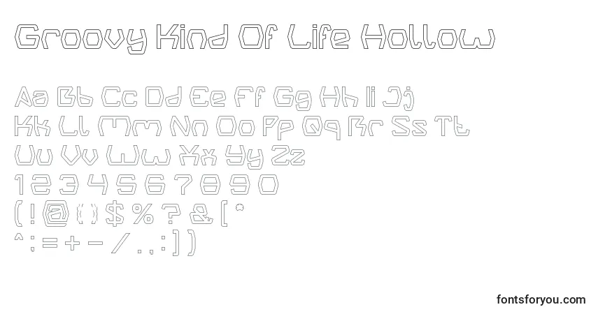 Schriftart Groovy Kind Of Life Hollow – Alphabet, Zahlen, spezielle Symbole