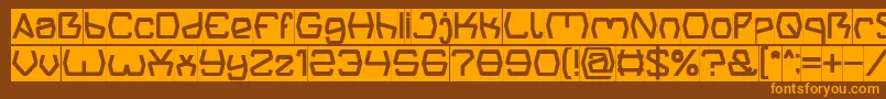 フォントGroovy Kind Of Life Inverse – オレンジ色の文字が茶色の背景にあります。