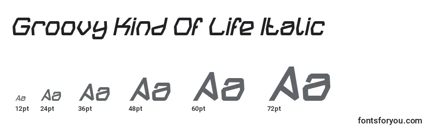 Tamanhos de fonte Groovy Kind Of Life Italic