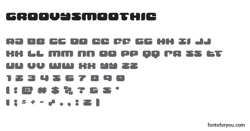 A fonte Groovysmoothie – alfabeto, números, caracteres especiais