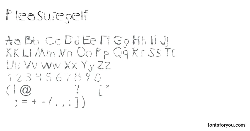 Pleasuregelf Font – alphabet, numbers, special characters