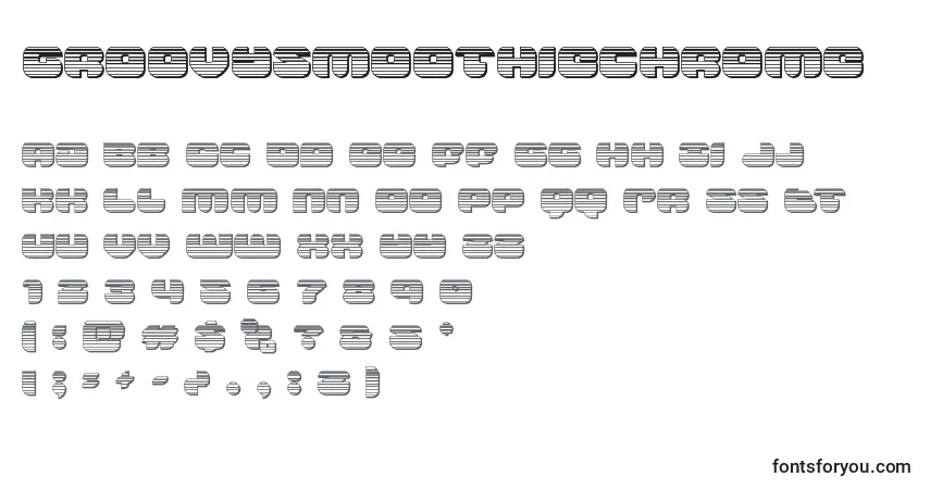Czcionka Groovysmoothiechrome – alfabet, cyfry, specjalne znaki