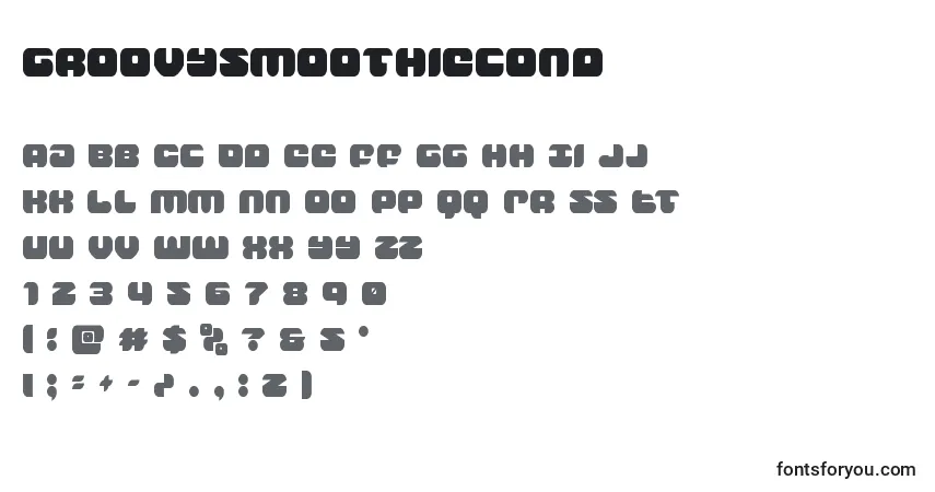 Шрифт Groovysmoothiecond – алфавит, цифры, специальные символы