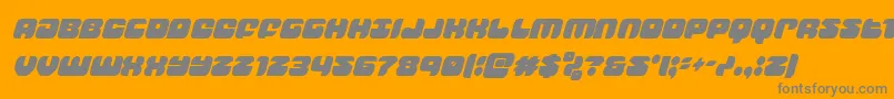 Weitere Informationen zur groovysmoothiecondital-Schriftart groovysmoothiecondital-Schriftart – Graue Schriften auf orangefarbenem Hintergrund