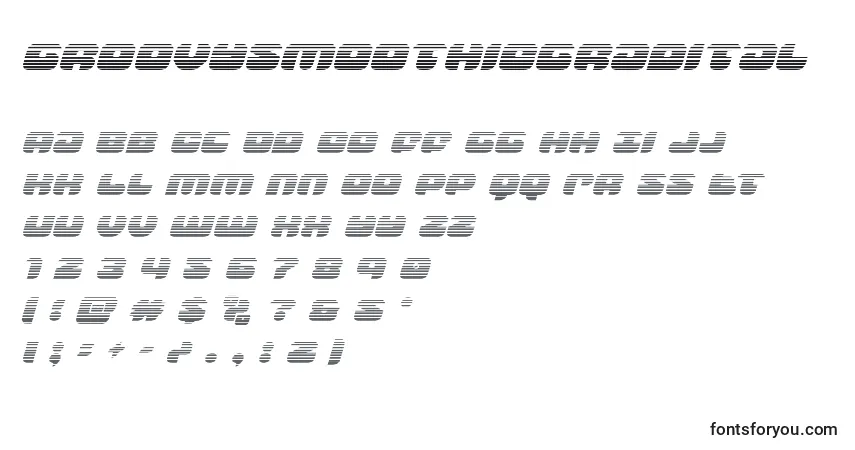 Schriftart Groovysmoothiegradital – Alphabet, Zahlen, spezielle Symbole