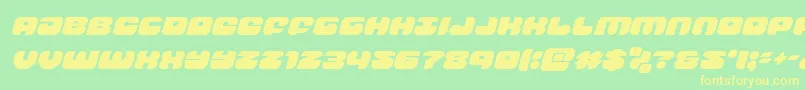 フォントgroovysmoothieital – 黄色の文字が緑の背景にあります