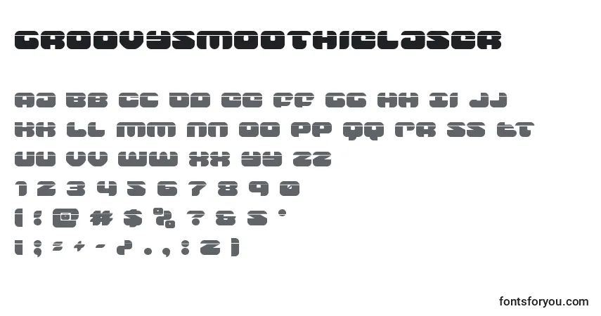 Schriftart Groovysmoothielaser – Alphabet, Zahlen, spezielle Symbole