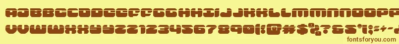 フォントgroovysmoothielaser – 茶色の文字が黄色の背景にあります。