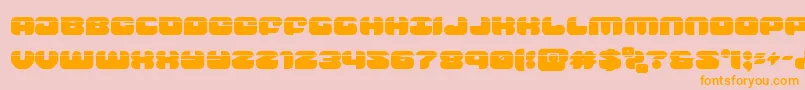 フォントgroovysmoothielaser – オレンジの文字がピンクの背景にあります。