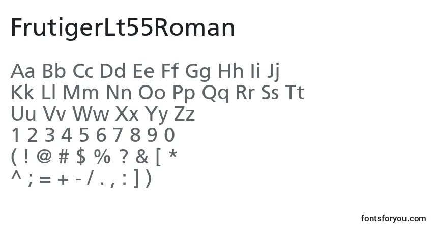Шрифт FrutigerLt55Roman – алфавит, цифры, специальные символы