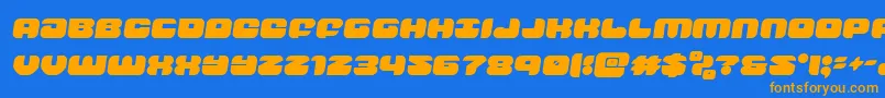 Weitere Informationen zur groovysmoothiesemital-Schriftart groovysmoothiesemital-Schriftart – Orangefarbene Schriften auf blauem Hintergrund