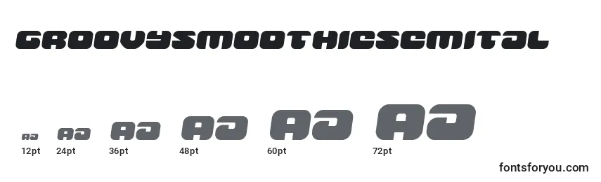 Размеры шрифта Groovysmoothiesemital