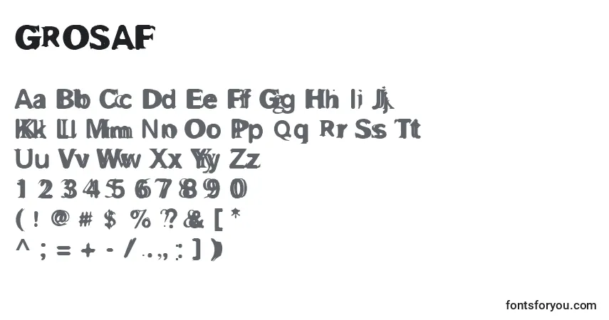 Schriftart GROSAF   (128623) – Alphabet, Zahlen, spezielle Symbole