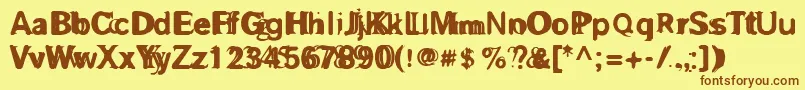 フォントGROSAF   – 茶色の文字が黄色の背景にあります。