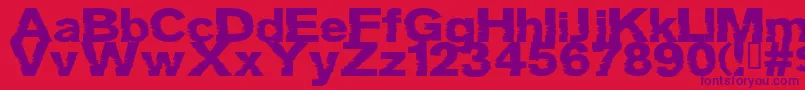 Czcionka GROTB    – fioletowe czcionki na czerwonym tle