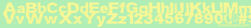 GROTB フォントについての詳細 フォントGROTB – 黄色の文字が緑の背景にあります