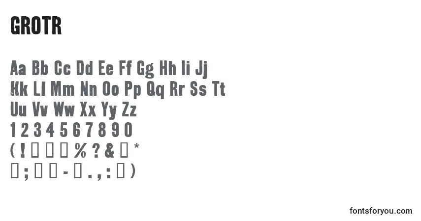 Czcionka GROTR    (128626) – alfabet, cyfry, specjalne znaki