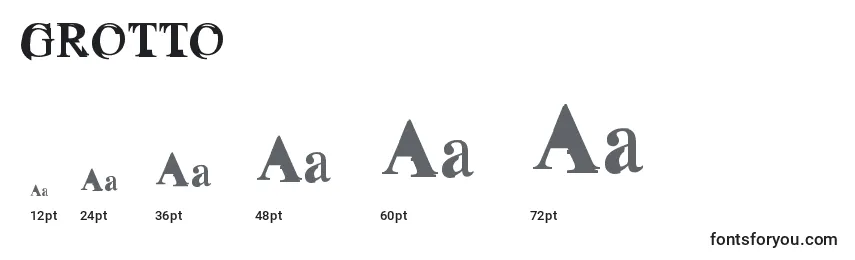Размеры шрифта GROTTO (128628)