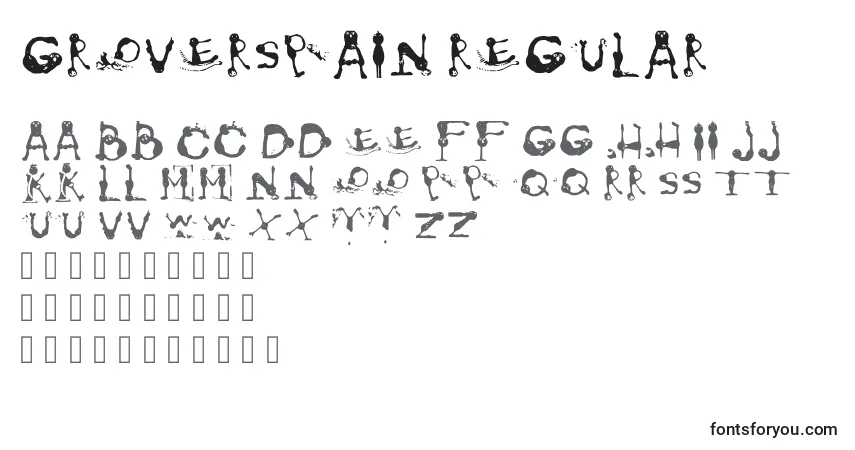 Schriftart GroversPain Regular – Alphabet, Zahlen, spezielle Symbole