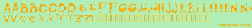 GroversPain Regular-Schriftart – Orangefarbene Schriften auf grünem Hintergrund