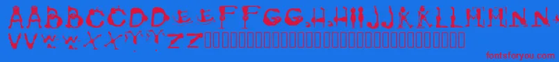 フォントGroversPain Regular – 赤い文字の青い背景