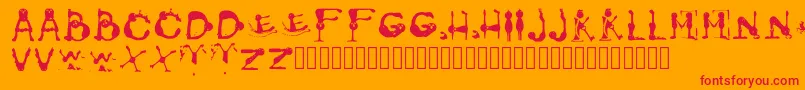 GroversPain Regular-Schriftart – Rote Schriften auf orangefarbenem Hintergrund