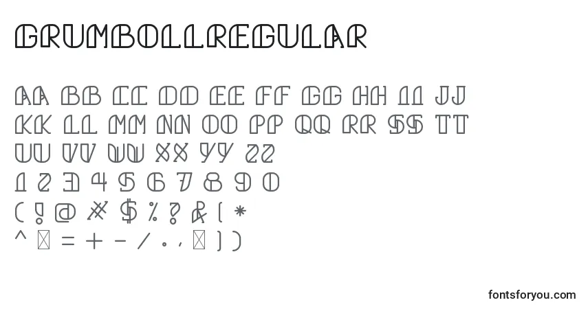 Schriftart GrumbollRegular – Alphabet, Zahlen, spezielle Symbole