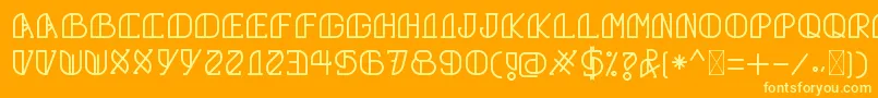 GrumbollRegular-Schriftart – Gelbe Schriften auf orangefarbenem Hintergrund