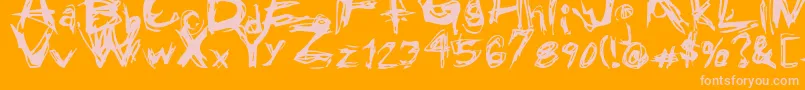 Czcionka GRUNGE – różowe czcionki na pomarańczowym tle