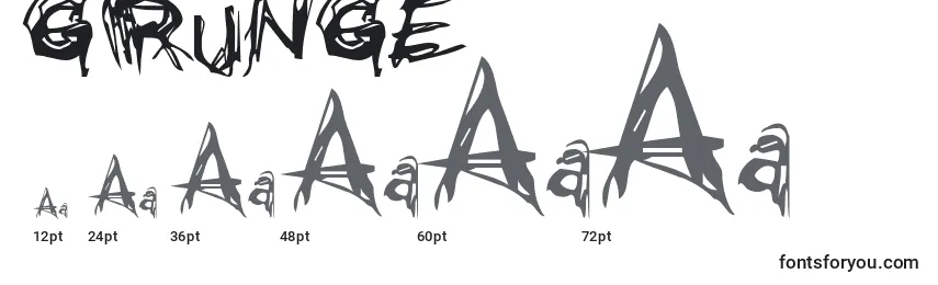 GRUNGE (128636) Font Sizes