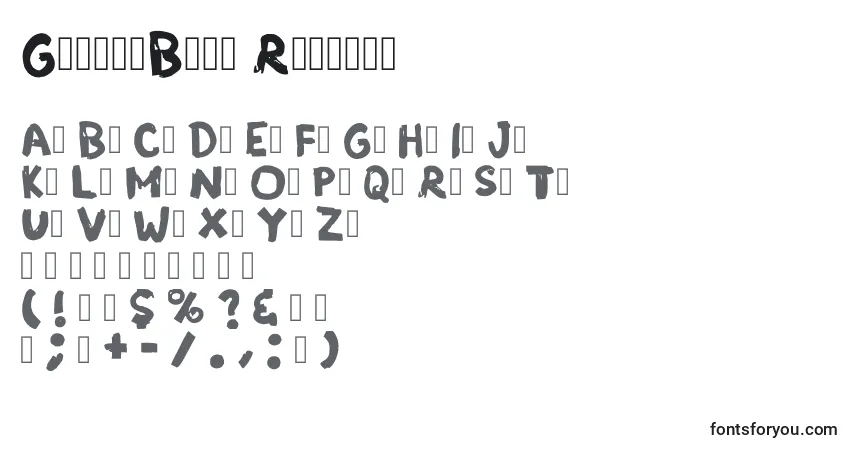 Schriftart GrungeBand Regular – Alphabet, Zahlen, spezielle Symbole