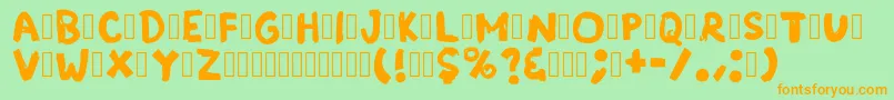 GrungeBand Regular Font – Orange Fonts on Green Background