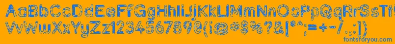 GRUNJA  -Schriftart – Blaue Schriften auf orangefarbenem Hintergrund