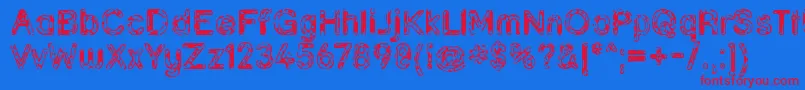 GRUNJA  -fontti – punaiset fontit sinisellä taustalla