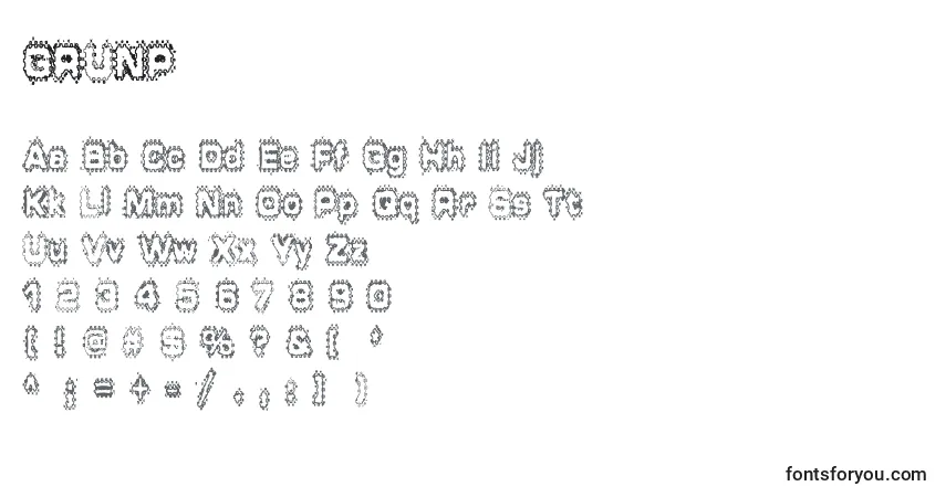GRUNP   -fontti – aakkoset, numerot, erikoismerkit