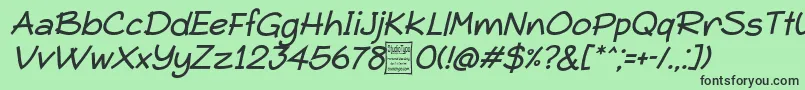 TypoComicaItalicDemo Font – Black Fonts on Green Background