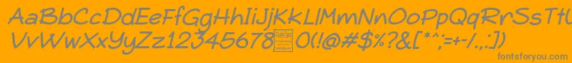 TypoComicaItalicDemo-Schriftart – Graue Schriften auf orangefarbenem Hintergrund