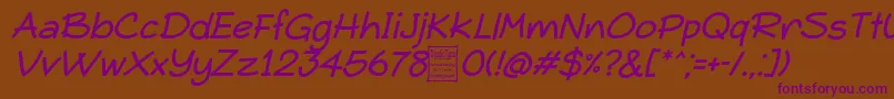 TypoComicaItalicDemo Font – Purple Fonts on Brown Background